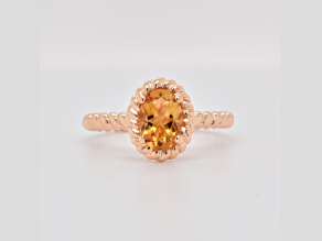 Oval Citrine 14K Rose Gold Over Sterling Silver Ring 0.67ctw