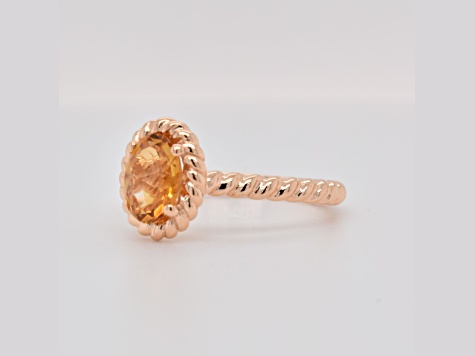 Oval Citrine 14K Rose Gold Over Sterling Silver Ring 0.67ctw