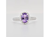 Oval Amethyst Rhodium Over Sterling Silver Ring 0.68ctw