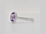 Oval Amethyst Rhodium Over Sterling Silver Ring 0.68ctw