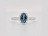 Oval London Blue Topaz Rhodium Over Sterling Silver Ring 0.87ctw