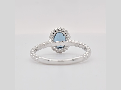 Oval London Blue Topaz Rhodium Over Sterling Silver Ring 0.87ctw