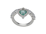 Judith Ripka 1.45ct Heart Lab Green Spinel and 3.73ctw Bella Luce Rhodium Over Sterling Silver Ring