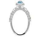 Judith Ripka Blue and White Bella Luce Rhodium Over Sterling Silver Charm Ring