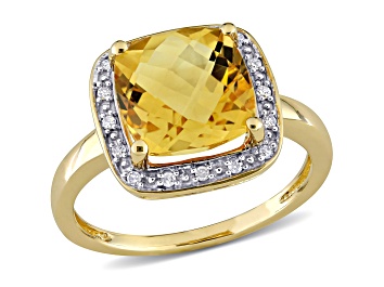 Picture of Citrine and Diamond 10 Yellow Gold Halo Ring 2.98ctw