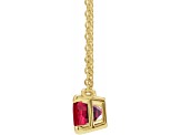 14K Yellow Gold Step Cut Lab-Created Ruby Solitaire Necklace.