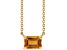 14K Yellow Gold Step Cut Citrine Solitaire Necklace.