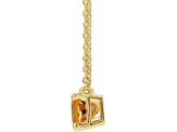 14K Yellow Gold Step Cut Citrine Solitaire Necklace.