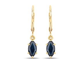 Marquise Blue Sapphire Ruby 10K Yellow Gold Dangle Earrings