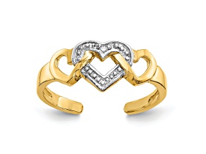 14K Yellow Gold Diamond Heart Toe Ring