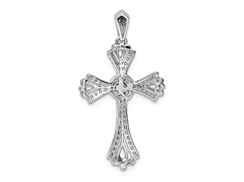 Rhodium Over 14K White Gold 1/3ct. Diamond Fancy Cross Pendant