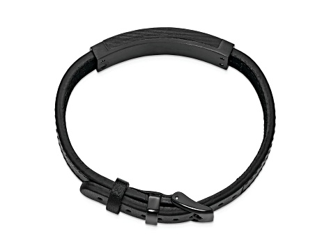 Stainless Steel Black IP-plated Solid Carbon Fiber Bracelet