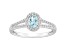 6x4mm Oval Aquamarine 1/4 ctw Diamond Rhodium Over Sterling Silver Halo Ring