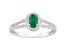 6x4mm Oval Emerald 1/4 ctw Diamond Rhodium Over Sterling Silver Halo Ring