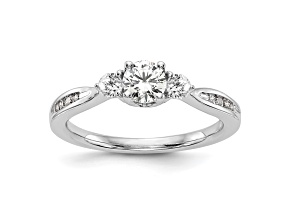 Rhodium Over 14K White Gold Lab Grown Diamond VS/SI GH, 3-Stone Complete Engagement Ring 0.617ctw