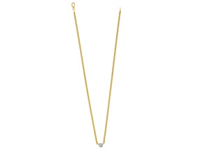 14K Yellow Gold with White Rhodium Diamond Curb 18 Inch Necklace