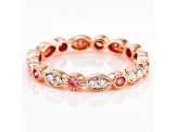 Pink and white lab-grown diamond 14kt rose gold milgrain eternity band 0.50ctw