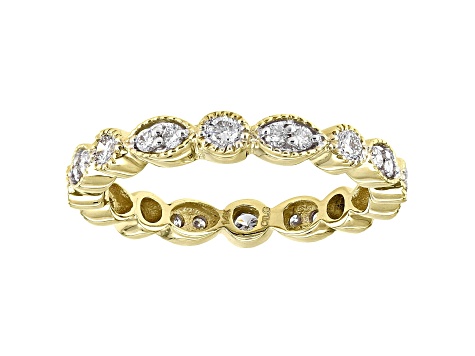 White Lab-Grown Diamond 14k Yellow Gold Milgrain Eternity Band Ring 0.50ctw