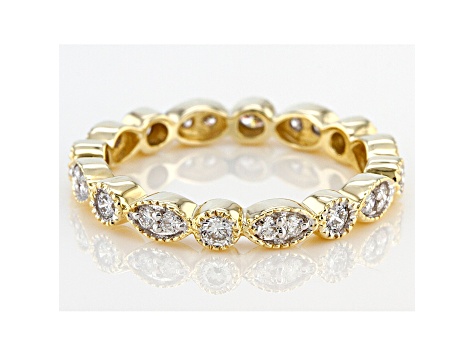 White Lab-Grown Diamond 14k Yellow Gold Milgrain Eternity Band Ring 0.50ctw