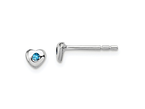 Rhodium Over Sterling Silver December Blue Preciosa Crystal Heart Earrings