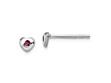 Rhodium Over Sterling Silver July Red Preciosa Crystal Heart Earrings