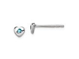 Rhodium Over Sterling Silver March Light Blue Preciosa Crystal Heart Earrings