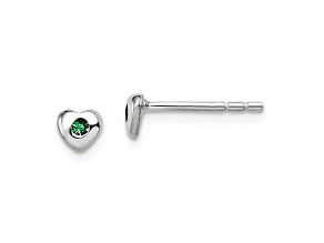 Rhodium Over Sterling Silver May Green Preciosa Crystal Heart Earrings