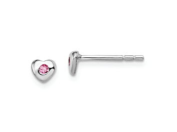 Picture of Rhodium Over Sterling Silver October Pink Preciosa Crystal Heart Earrings