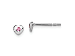 Rhodium Over Sterling Silver October Pink Preciosa Crystal Heart Earrings