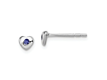 Picture of Rhodium Over Sterling Silver September Blue Preciosa Crystal Heart Earrings