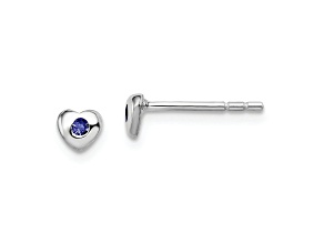 Rhodium Over Sterling Silver September Blue Preciosa Crystal Heart Earrings
