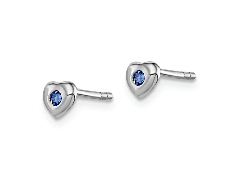 Rhodium Over Sterling Silver September Blue Preciosa Crystal Heart Earrings