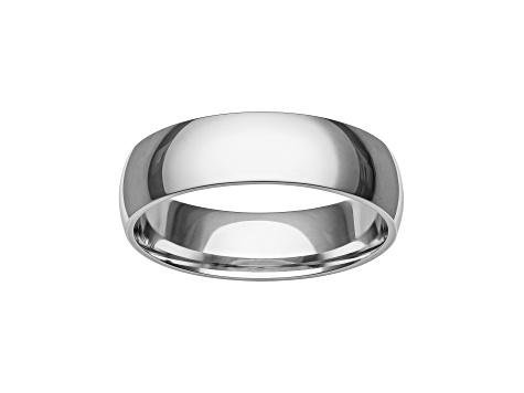 6mm Low Dome Comfort Fit Men's Band in Platinum