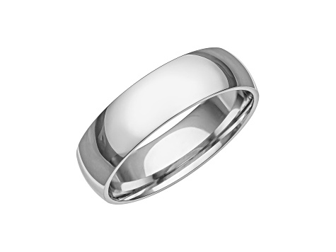 6mm Low Dome Comfort Fit Men's Band in Platinum