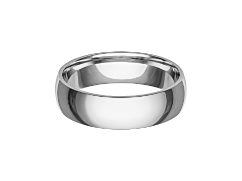 6mm Low Dome Comfort Fit Men's Band in Platinum