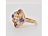 Oval Multi-Stone and Cubic Zirconia 14K Yellow Gold Over Sterling Silver Ring 1.42ctw