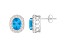 8x6mm Oval Swiss Blue Topaz And White Topaz Accent Rhodium Over Sterling Silver Halo Stud Earrings