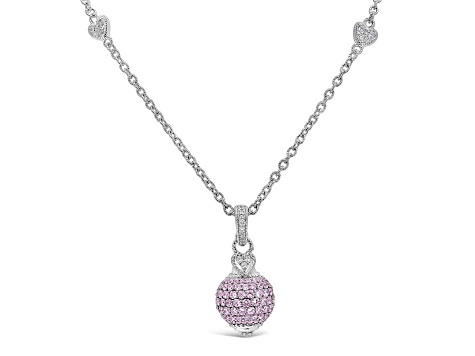 Judith Ripka 5.98ctw Pink and 1.22ctw White Bella Luce Rhodium Over Sterling Silver Pendant