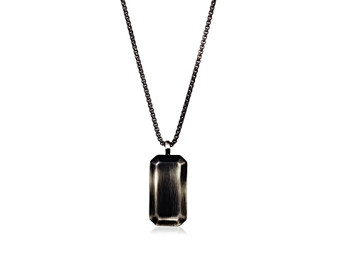 Invicta Jewelry Small Beveled Edge Black Steel Dog Tag - 24