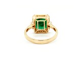 3.66 Ctw Emerald and 0.33 Ctw White Diamond Ring in 14K YG