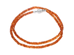 Hessonite Beaded Sterling Silver Necklace 50.00ctw