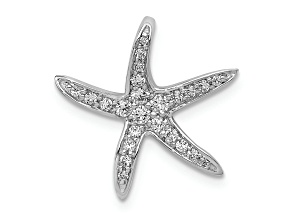 Rhodium Over 14k White Gold Diamond Starfish Chain Slide Pendant