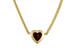 14K Yellow Gold Over Sterling Silver Garnet Heart Curb Chain Necklace 1.2ctw