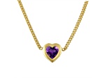 14K Yellow Gold Over Sterling Silver Amethyst Heart Curb Chain Necklace .8ctw