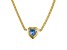 14K Yellow Gold Over Sterling Silver Lab Created Aquamarine Heart Curb Chain Necklace .8ctw