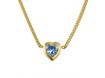14K Yellow Gold Over Sterling Silver Lab Created Aquamarine Heart Curb Chain Necklace .8ctw