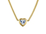 14K Yellow Gold Over Sterling Silver Lab Created White Sapphire Heart Curb Chain Necklace 1.2ctw