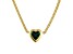 14K Yellow Gold Over Sterling Silver Lab Created Emerald Heart Curb Chain Necklace .8ctw