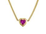 14K Yellow Gold Over Sterling Silver Lab Created Pink Sapphire Heart Curb Chain Necklace 1.2ctw