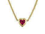 14K Yellow Gold Over Sterling Silver Lab Created Ruby Heart Curb Chain Necklace 1.2ctw